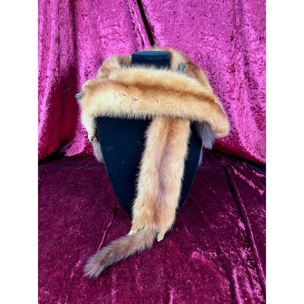 Vintage Accessories - Mid Century Fur Shoulder Wrap Stole – Four Red Foxes - 51"